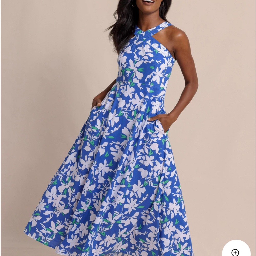 NWT southern tide Blue and White Floral Halter Dress